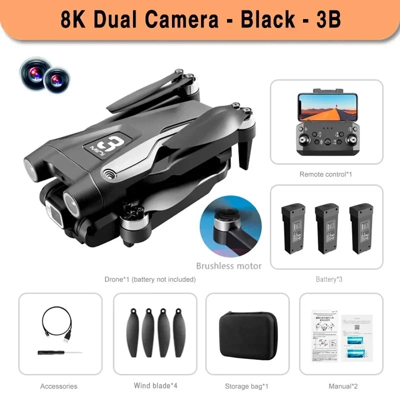 GPS Drone Brushless 8K HD Dual Camera Obstacle Avoidance