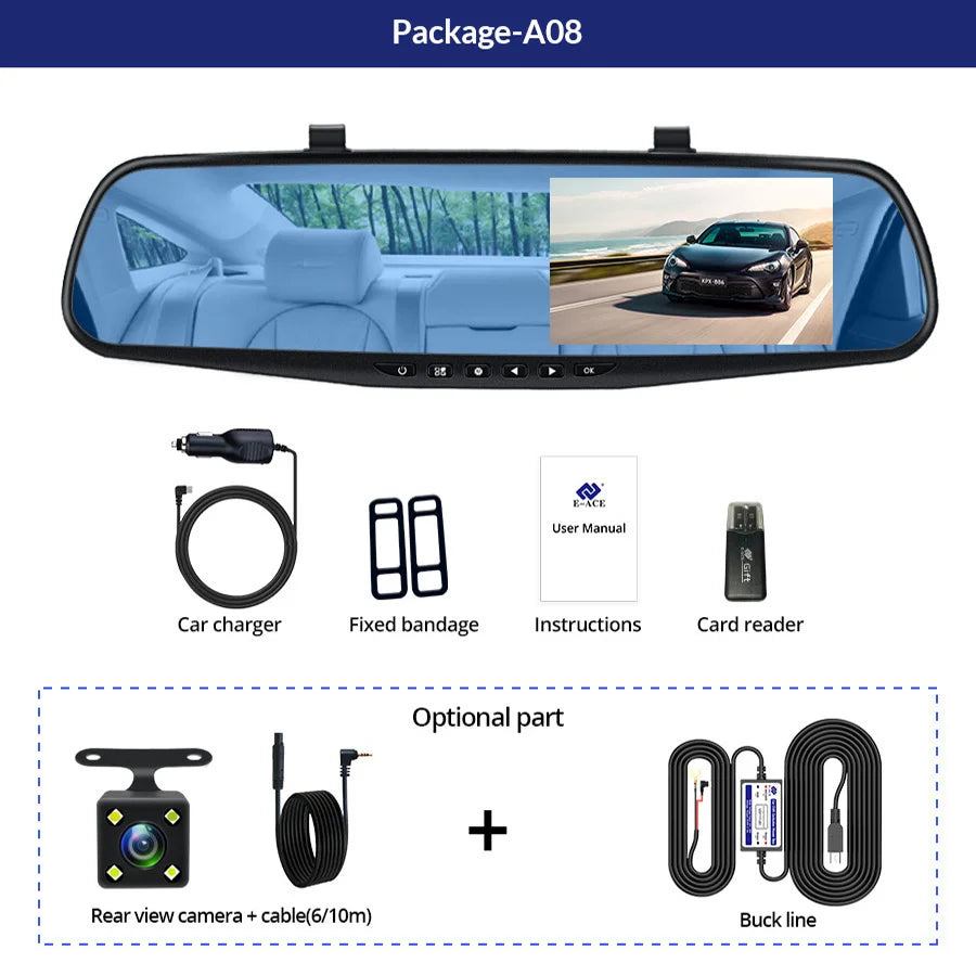 Dash Cam 4.3 Inches, Dual Lens Front and Rear Camera