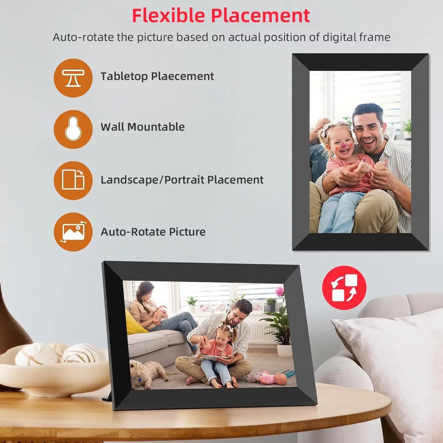 10.1” WiFi Digital Photo Frame, IPS Touch Screen, 32GB Storage
