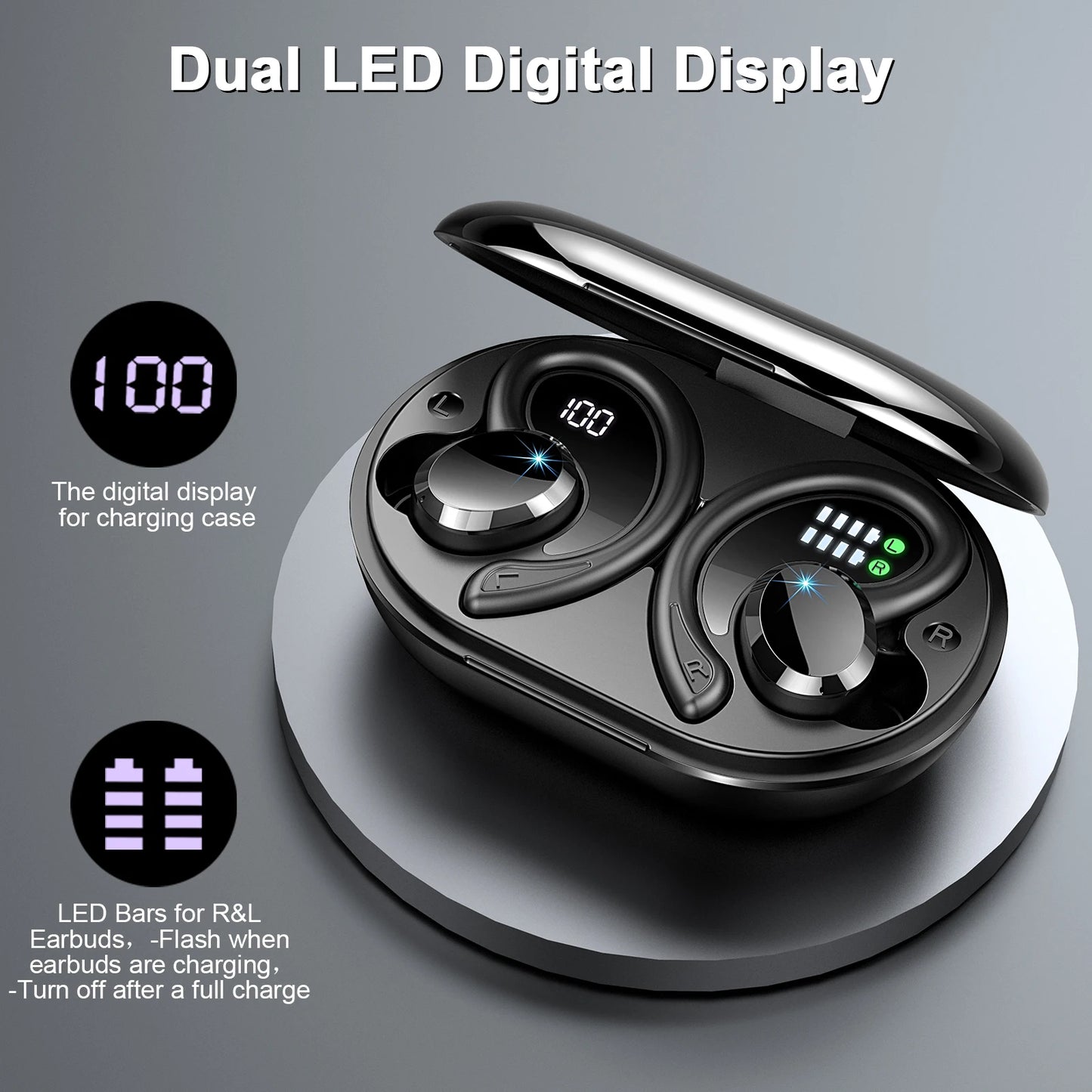 Bluetooth 5.3 Earbuds Stereo Bass, in-Ear Noise Cancelling Waterproof Sports