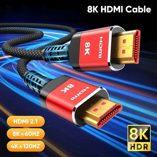 8K HDMI 2.1 Cable High Speed 48Gbps Braided Cord