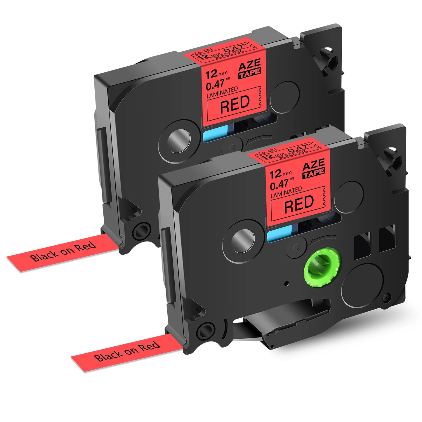 2PK Label Tape Compatible for Brother Tze-231 12mm Black on White Standard Laminated Ribbon Label for Brother P-Touch Printer