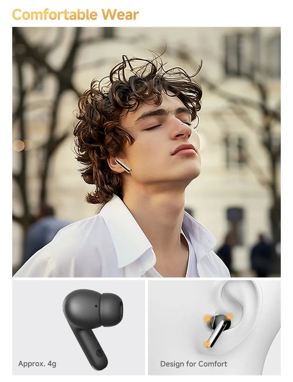 ANC Bluetooth 5.3 Earphones, Wireless