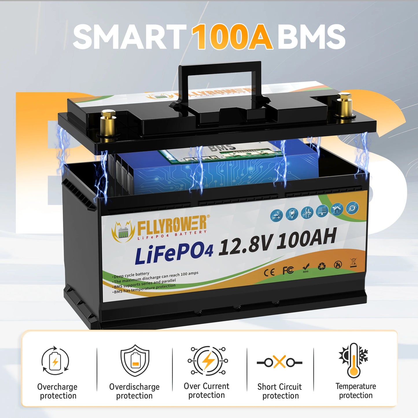 Lithium Battery, RV Boat Motors Inverter Solar Wind Lithium Iron Phosphate Battery
