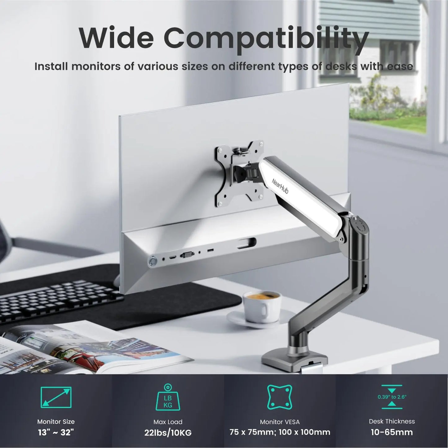 Monitor Arm Single Arm, Flexible Adjustment