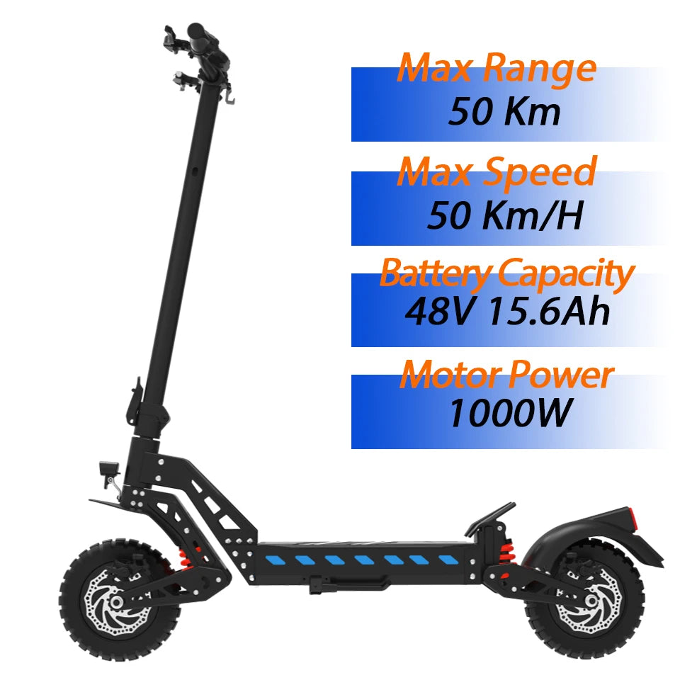 Off-Road  Dual Motor 48V 52V 20.8Ah Electric Scooter 1200W