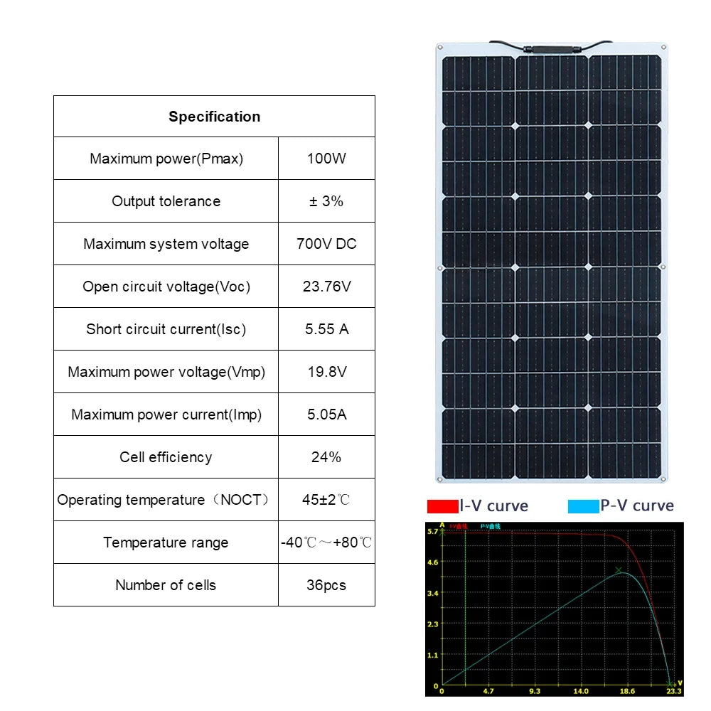 500W 400w 300W 200w 12v portable Solar Panel Flexible 18V 100W 1000W Solar kit