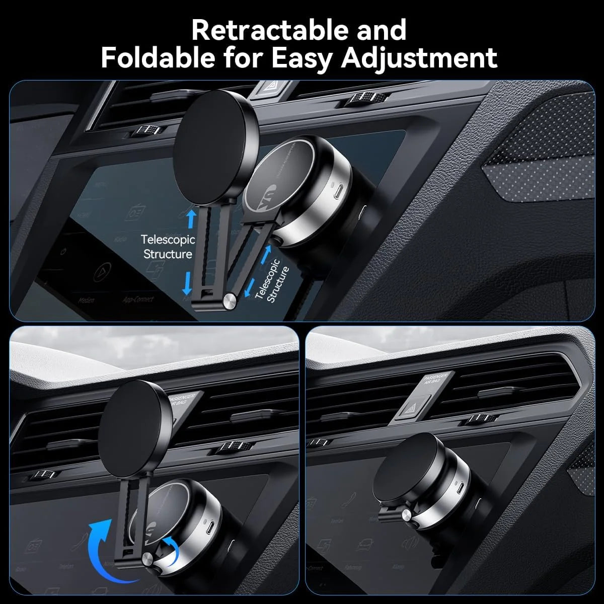 NEW Car Mount Vacuum Magnetic Phone Holder Foldable Strong Suction