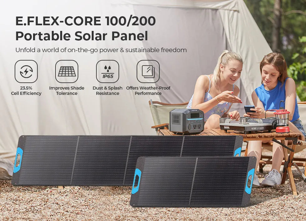 200W Portable Solar Panel, IP65 Waterproof Foldable Solar Panel