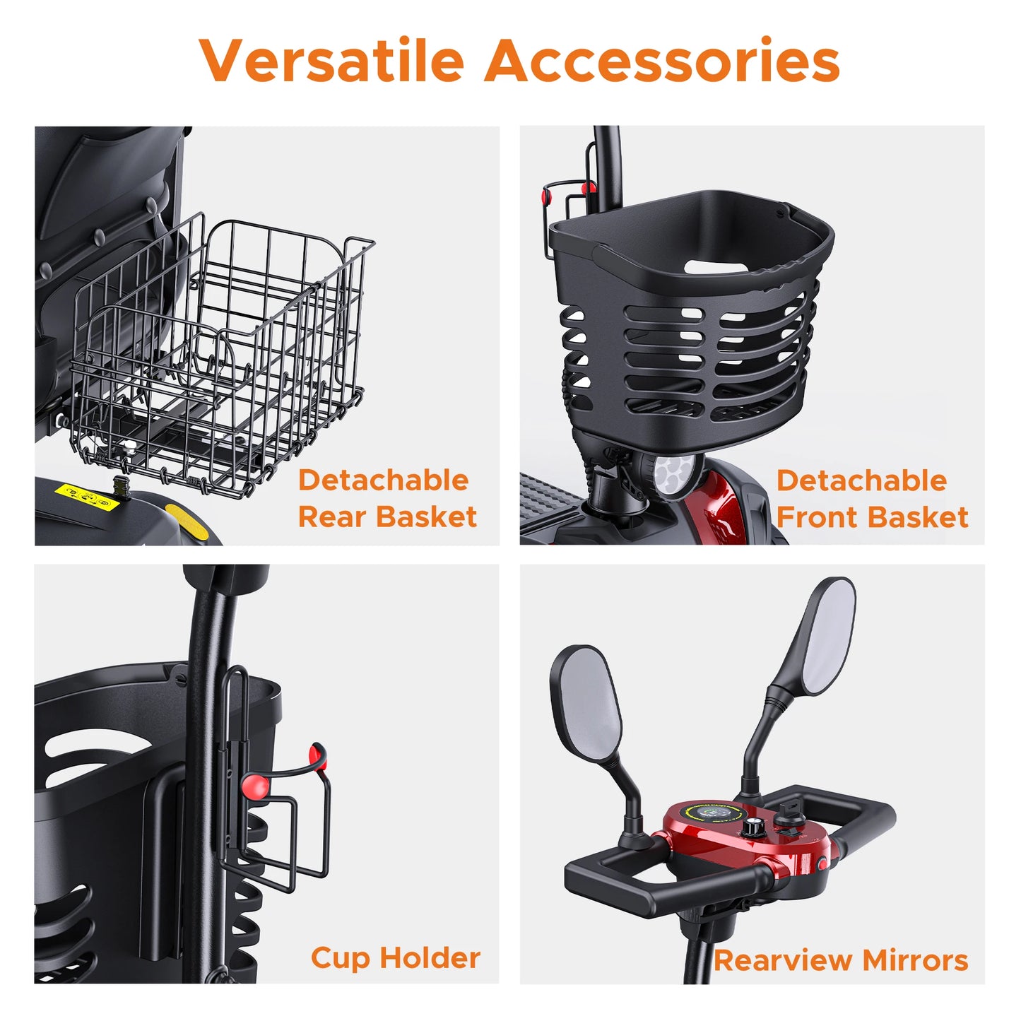 ENGWE 4-Wheel Mobility Scooter Easy Control, Outdoor & Daily Use