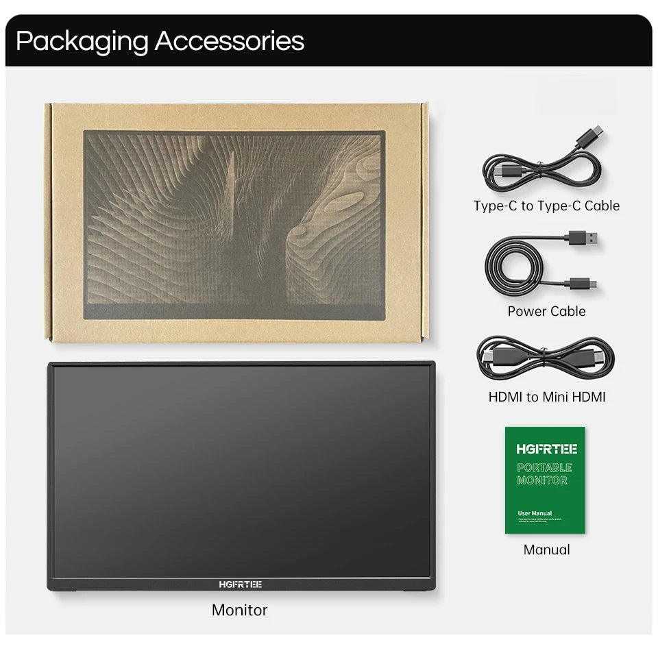 15.6inch Portable Monitor FHD-IPS Panel Second Screen for Laptop
