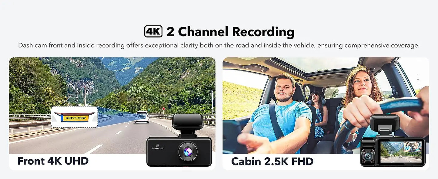 4k Dash Camera with 5G WiFi Triple Car Cameras Built-in GPS