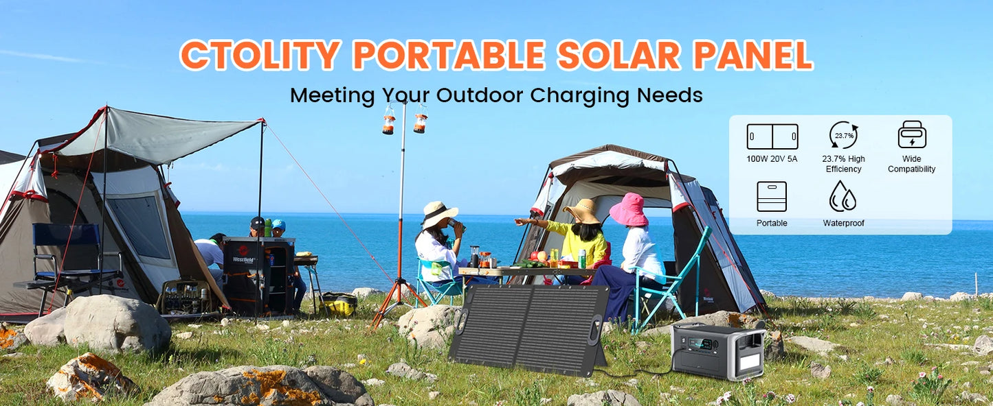 500W Solar Generator Portable Power Station 100W ETFE Solar Panel