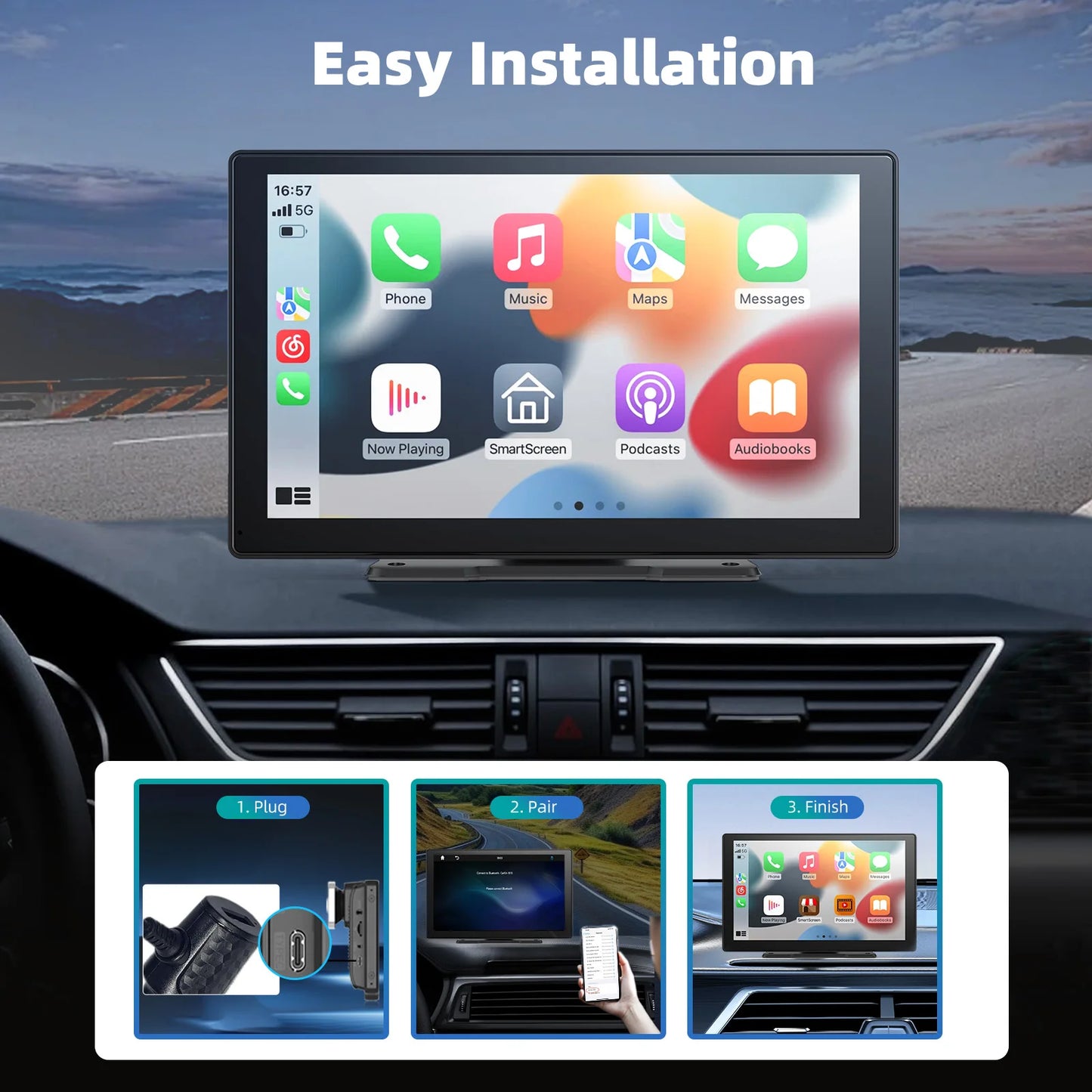 9 Inches Portable Wireless Android Auto Car Play Screen for Car