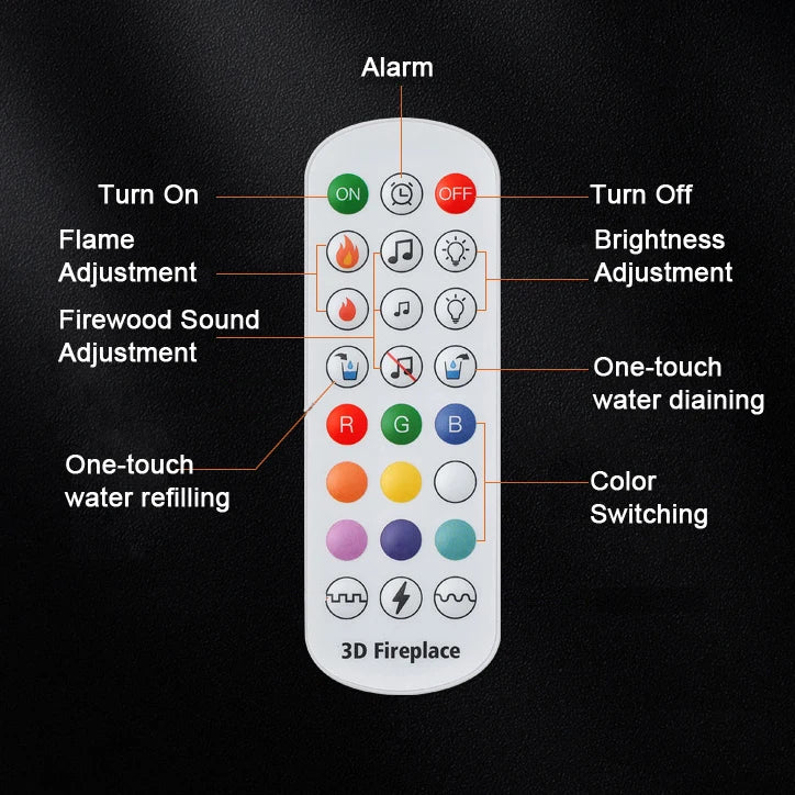 Smart atomization fireplace, 3D multi-color ,water vapor