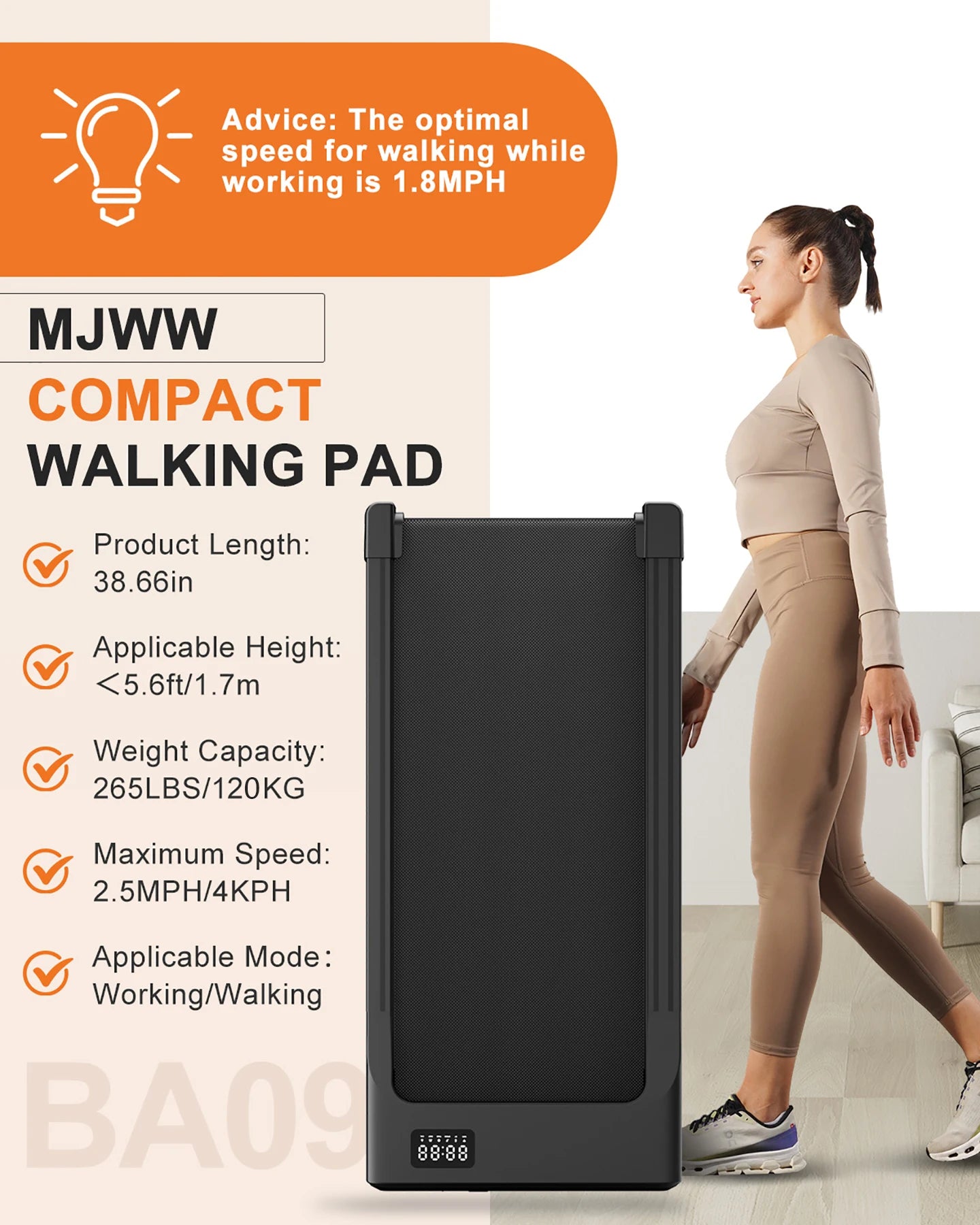 Walking Pad Under Desk Treadmill 2 in 1 Portable with Remote Control LED Display 2.5HP