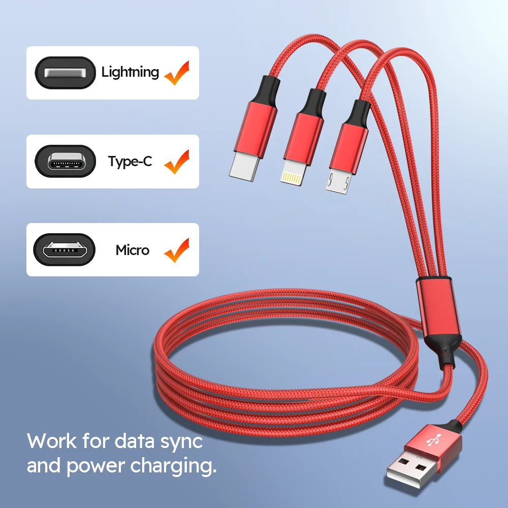 4pcs 3in1 USB-C Fast Charging Cable