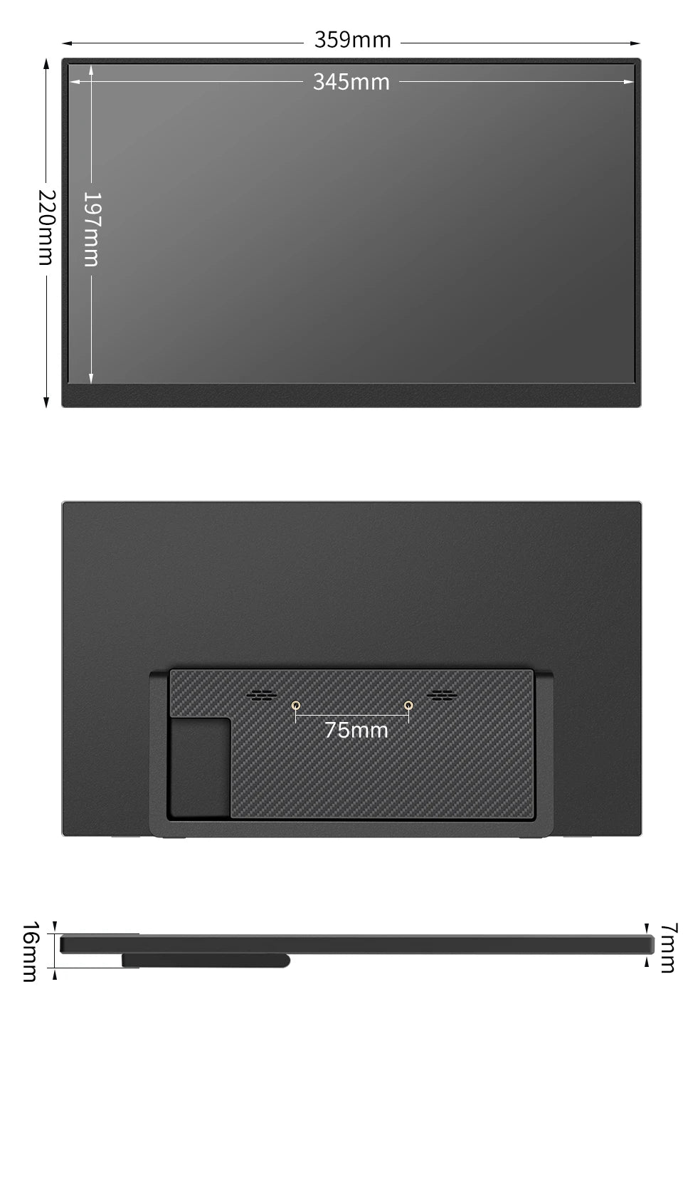 15.6inch Portable Monitor FHD-IPS Panel Second Screen for Laptop