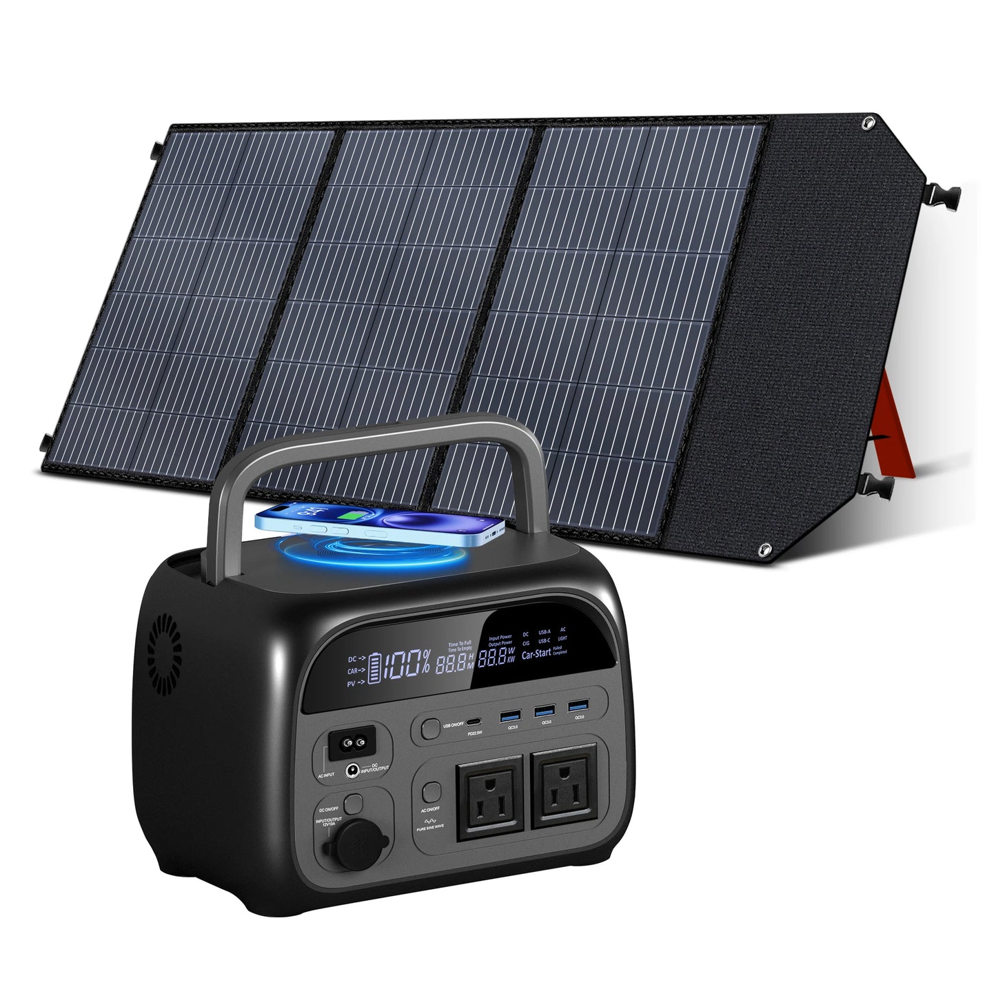 500W Solar Generator Portable Power Station 100W ETFE Solar Panel