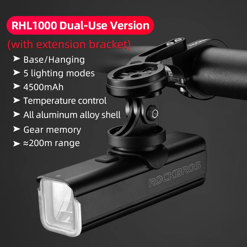 Type-C Rechargeable LED 4500mAh ,1000 lumens front lamp