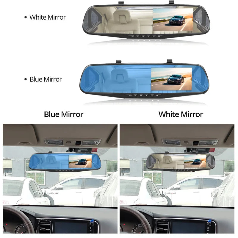 Dash Cam 4.3 Inches, Dual Lens Front and Rear Camera