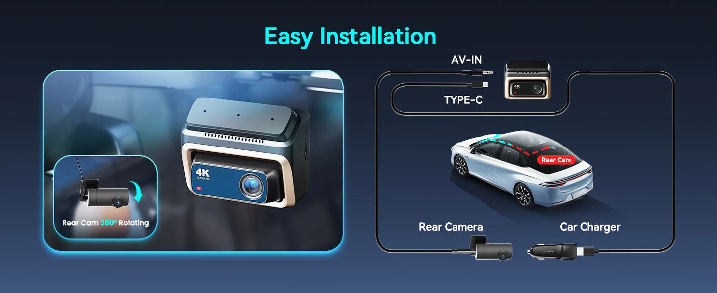 2025 4K Dash Cam Front and Rear Car Camera