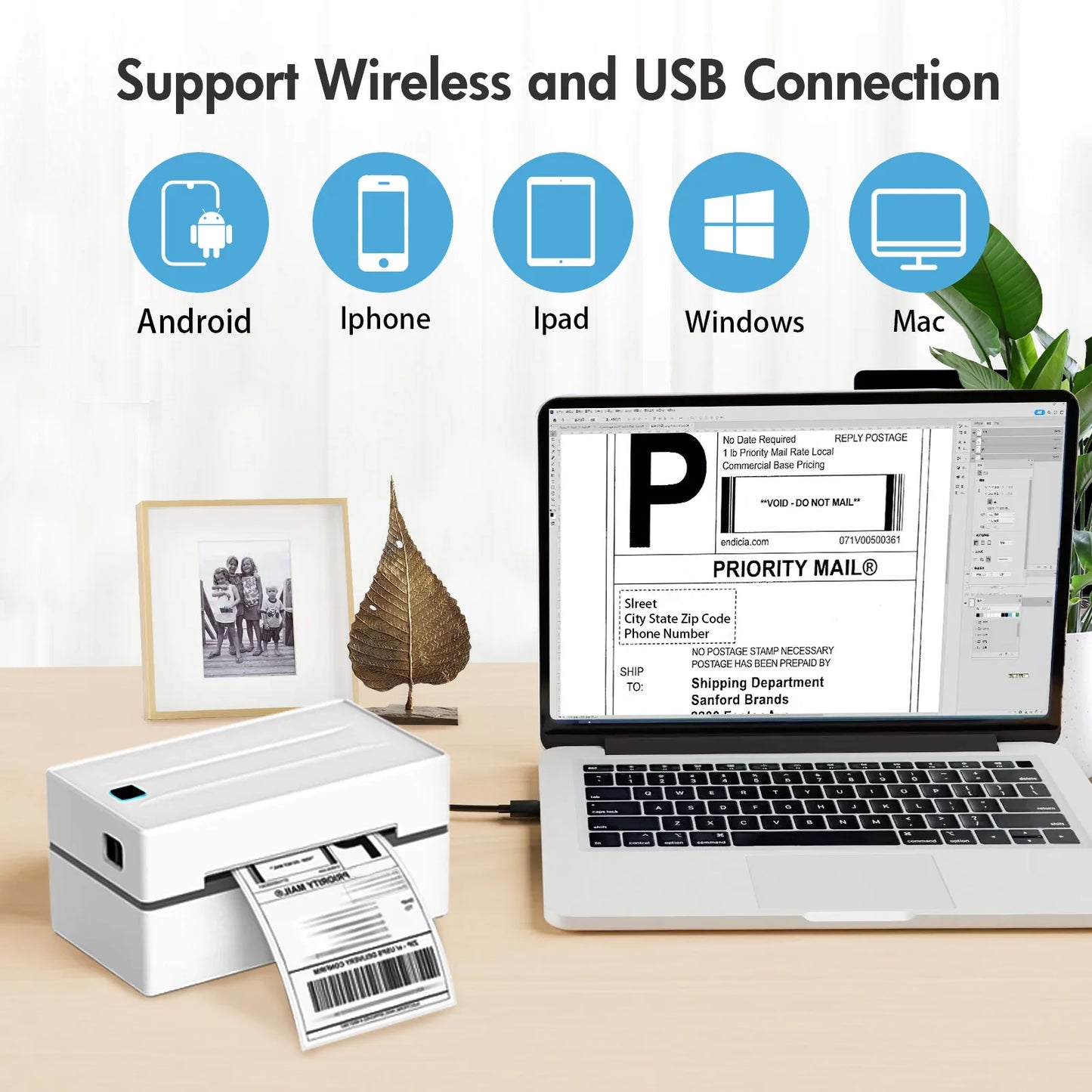 Thermal Label Printer Portable No Ink Required
