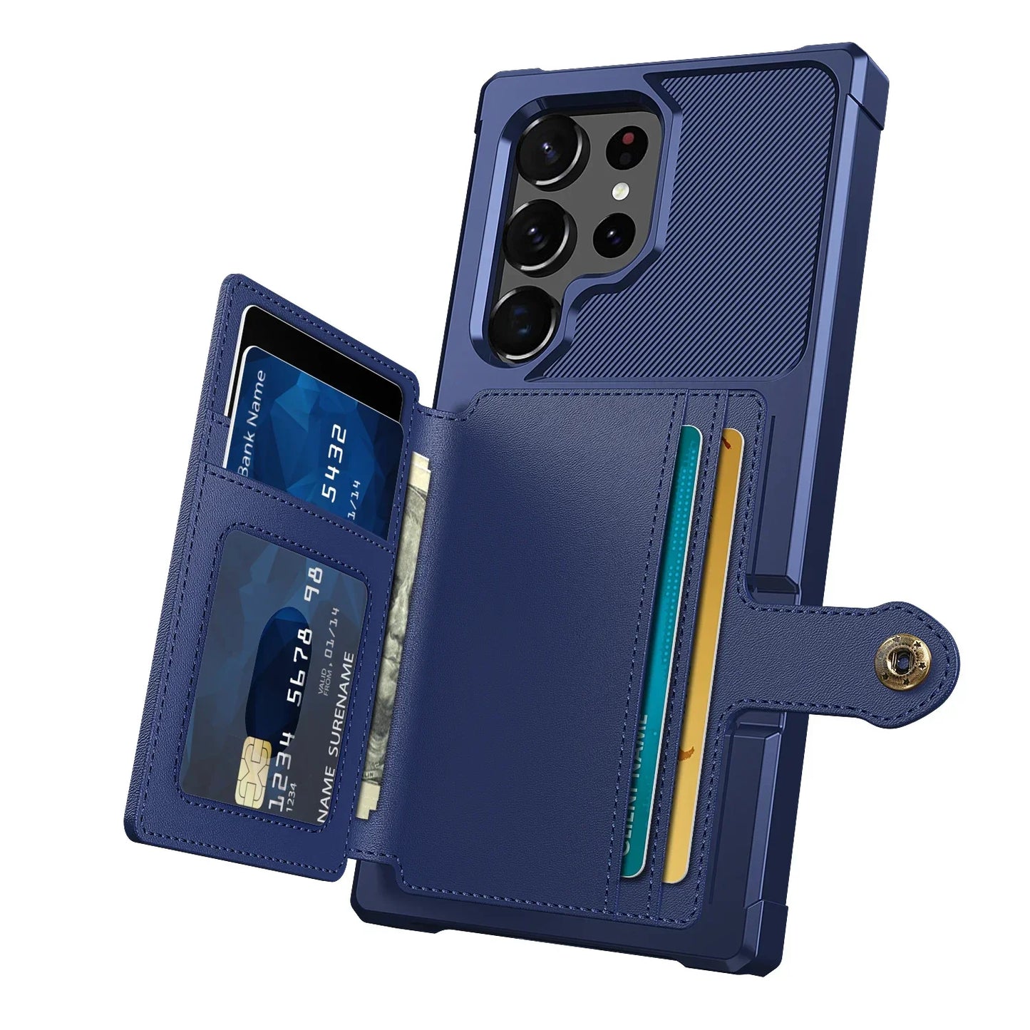 Leather Flip Wallet Cover with Photo Holder Hard Back Cover