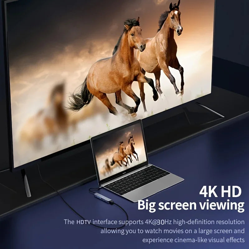 Type C HUB 4K 30Hz USB C To HDTV-compatible PD 100W Adapter For Mac book Air Pro Samsung