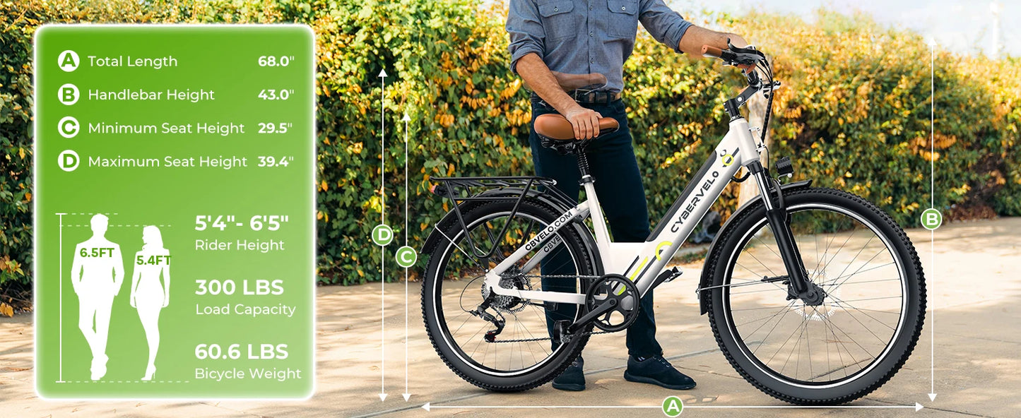 1000 Peak Electric Bike for Adults, up 80 Miles Removable Battery