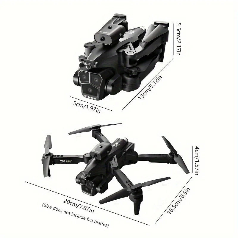 2 Batteries : 3 Camera Remote Control Drone 360° Obstacle Avoidance 2.4