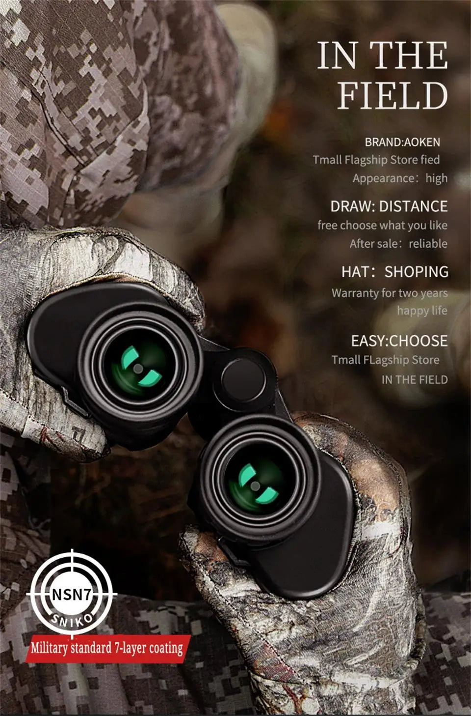 50000M German Military 20X50 Zoom HD BAK4-Prism Powerful Binoculars