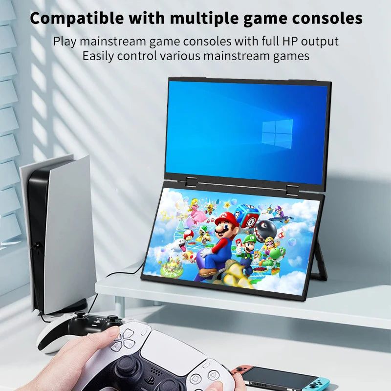 15.6 Inch Dual Portable Monitor for Laptop Folding Stacked Triple Display