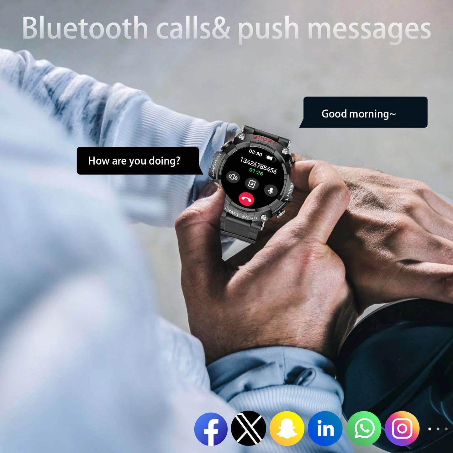 EIGIIS Smart Watch AMOLED Display With In-Ear Bluetooth Headset