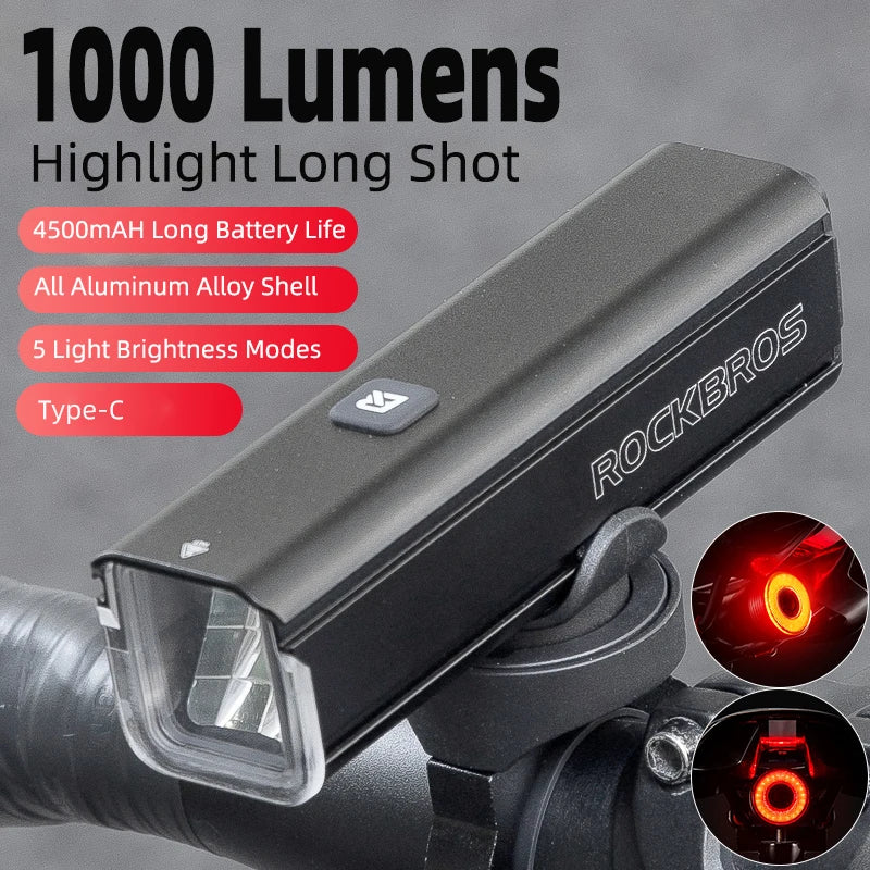 Type-C Rechargeable LED 4500mAh ,1000 lumens front lamp