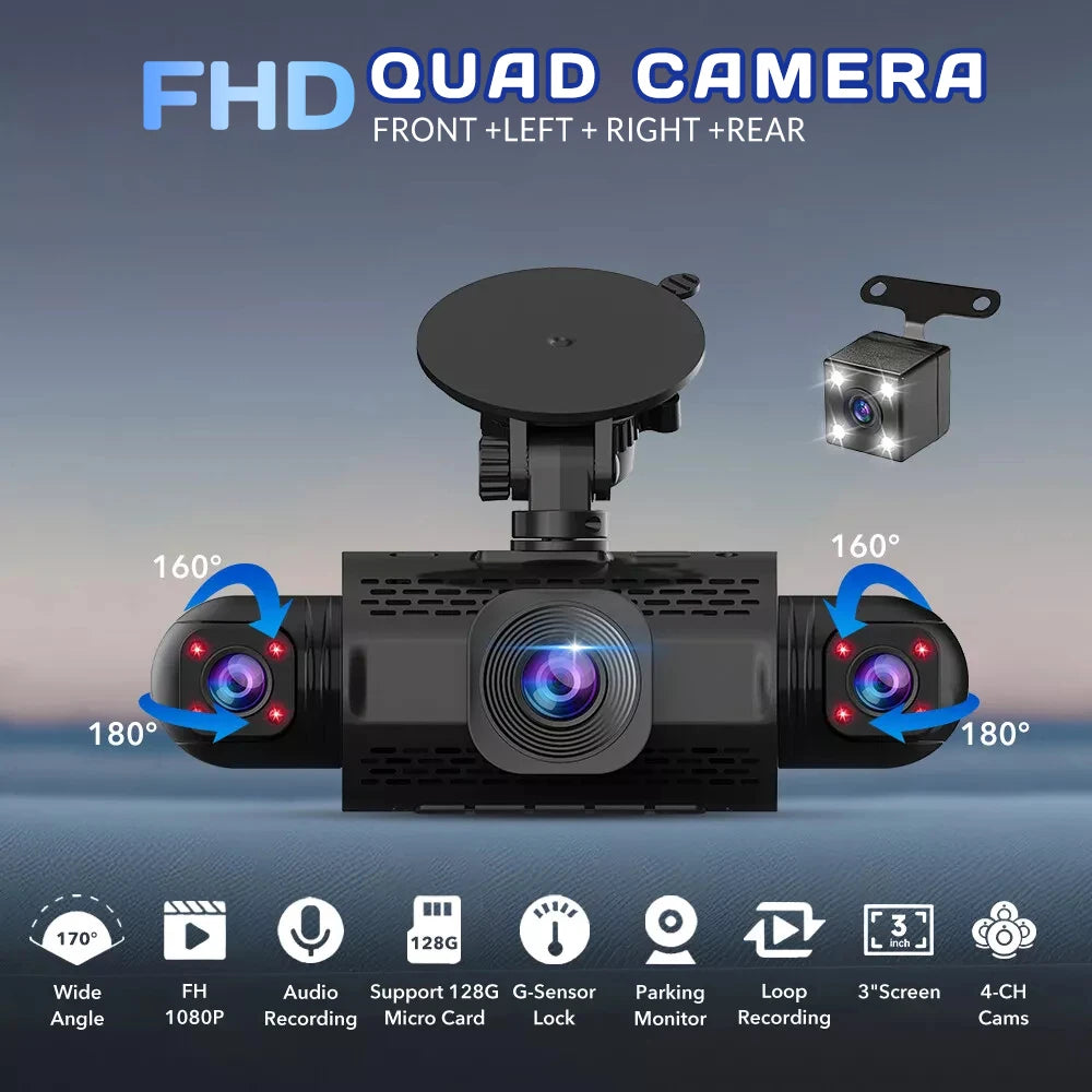3.0″ IPS 360° Dash Camera HD 1080P 24h Park Monitor GPS Navigation
