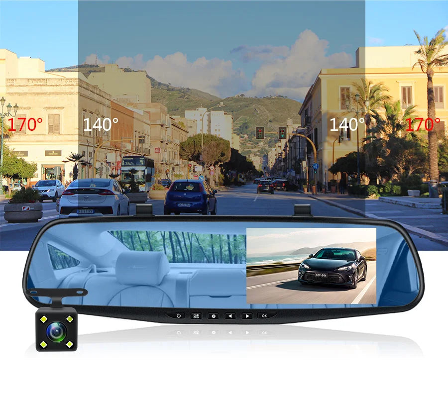Dash Cam 4.3 Inches, Dual Lens Front and Rear Camera