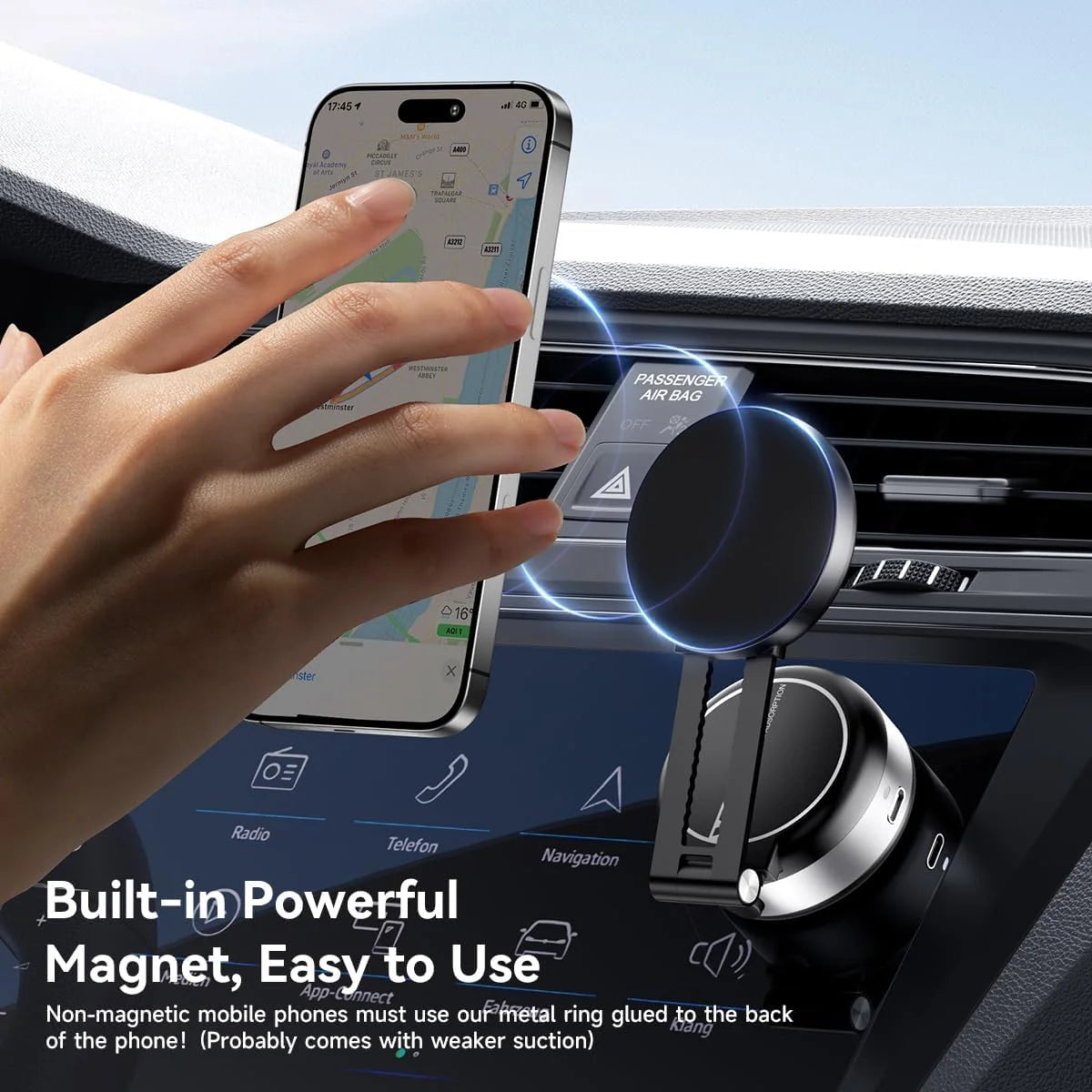 NEW Car Mount Vacuum Magnetic Phone Holder Foldable Strong Suction
