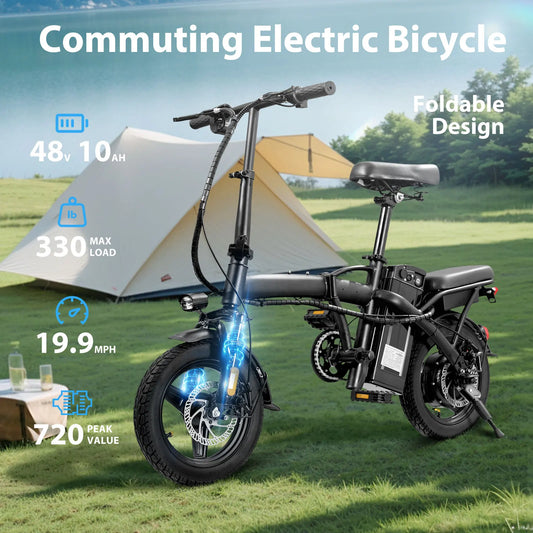 400W motor adult electric bicycle, foldable with seat and basket