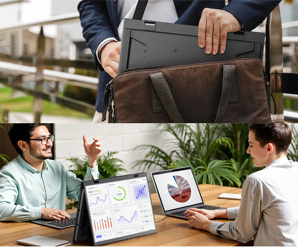 15.6 Inch Dual Portable Monitor for Laptop Folding Stacked Triple Display