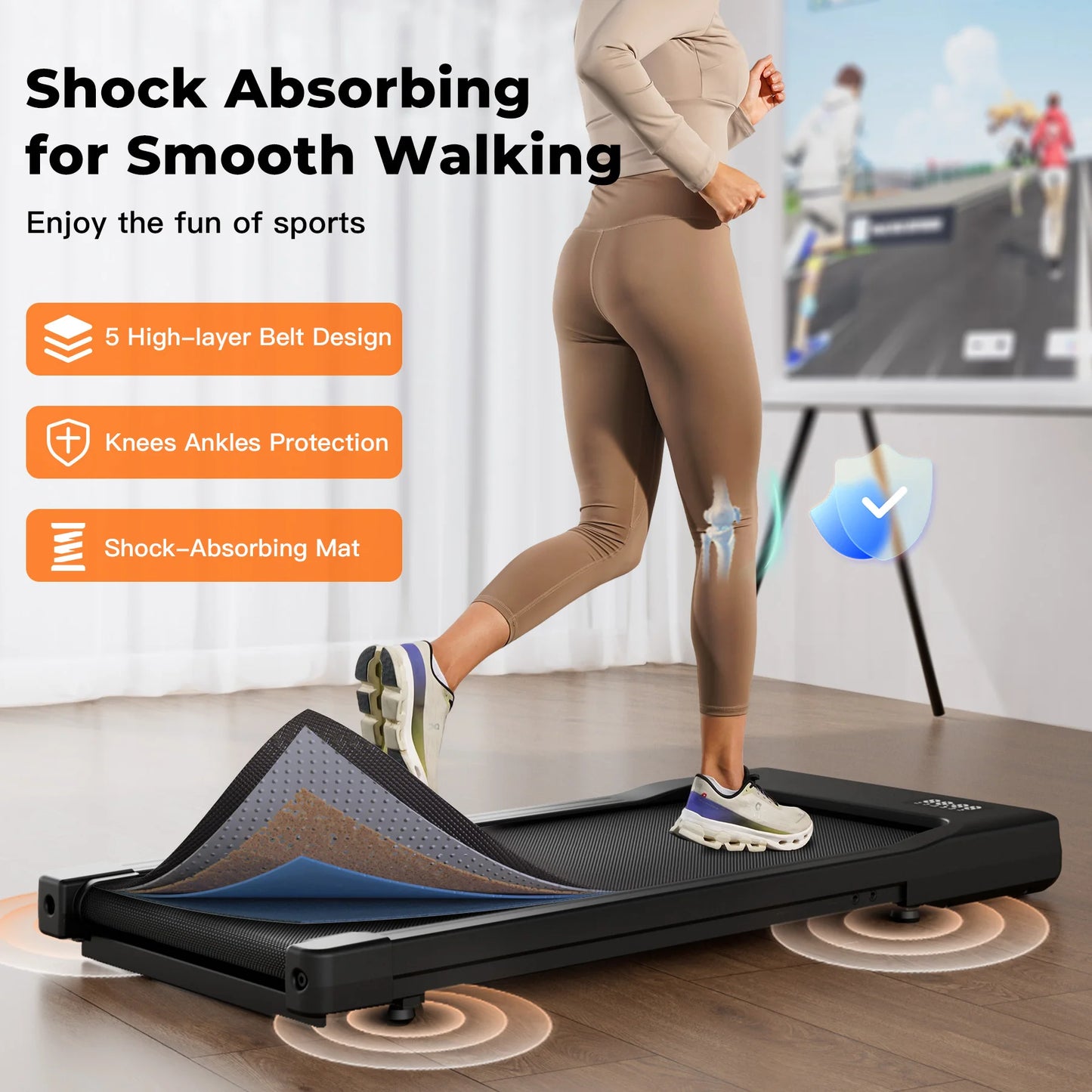 Walking Pad Under Desk Treadmill 2 in 1 Portable with Remote Control LED Display 2.5HP