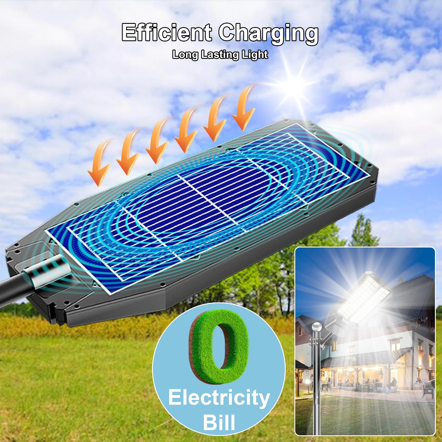 8000W Outdoor Solar Street Light High Brightness, w/ Remote Control, Waterproof
