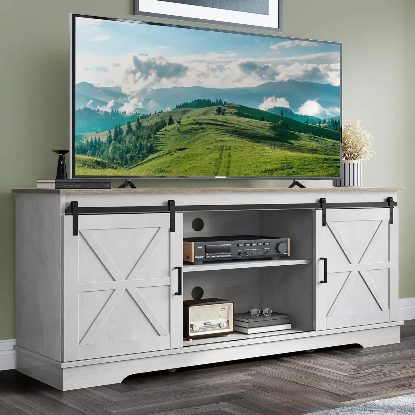 Farmhouse TV Stand for TVs up to 65 Inch