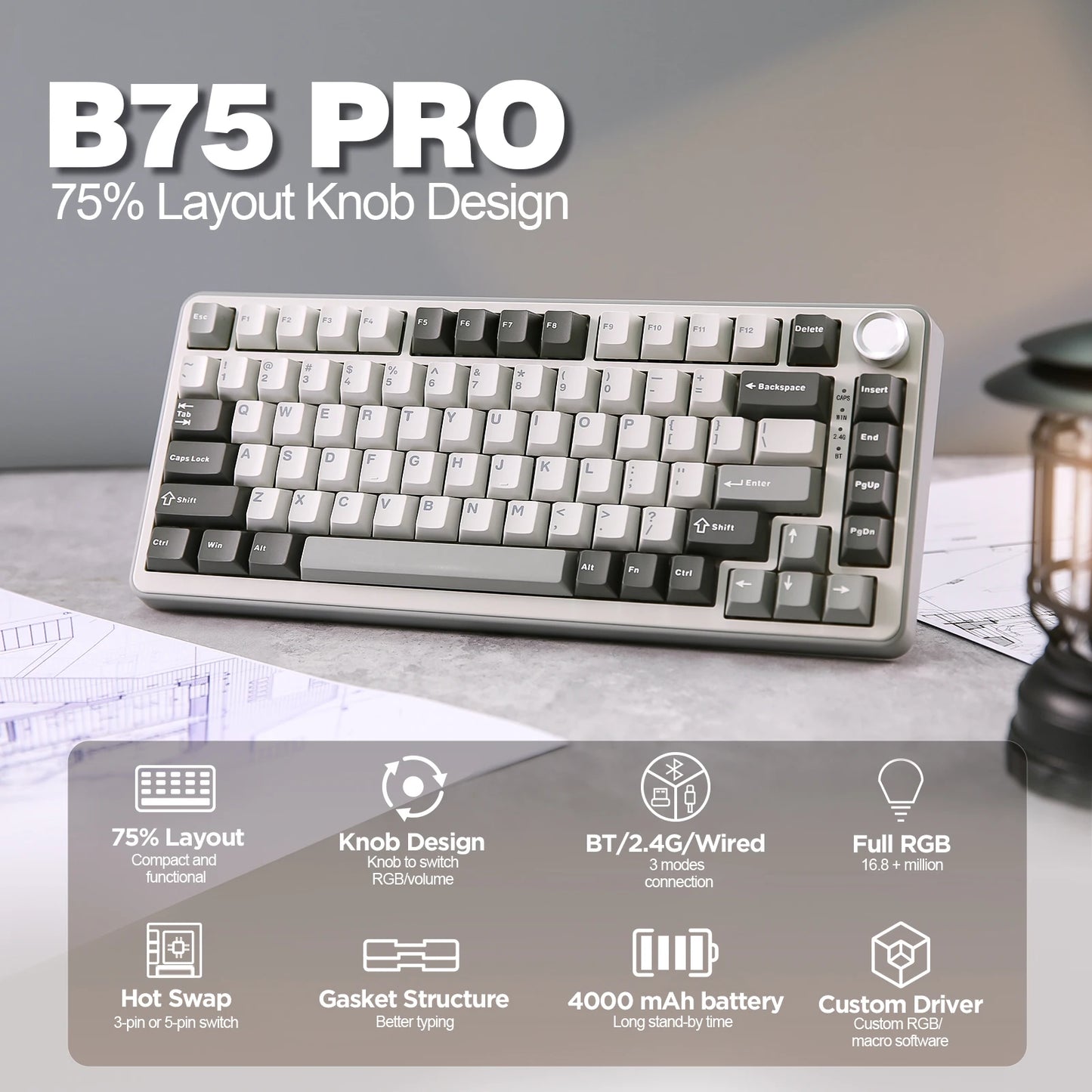 82-Key Wireless Mechanical  Keyboard