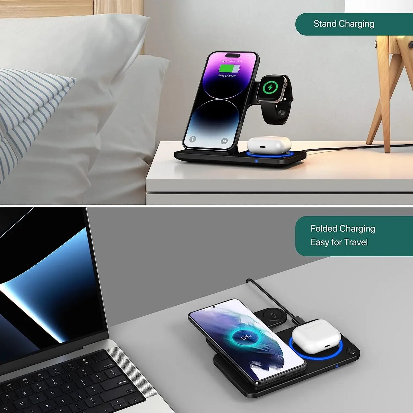 30W LED Fast Wireless Charger Stand