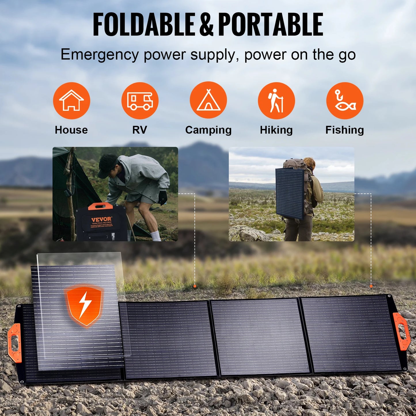 Portable Monocrystalline Solar Panel Foldable and Waterproof.
