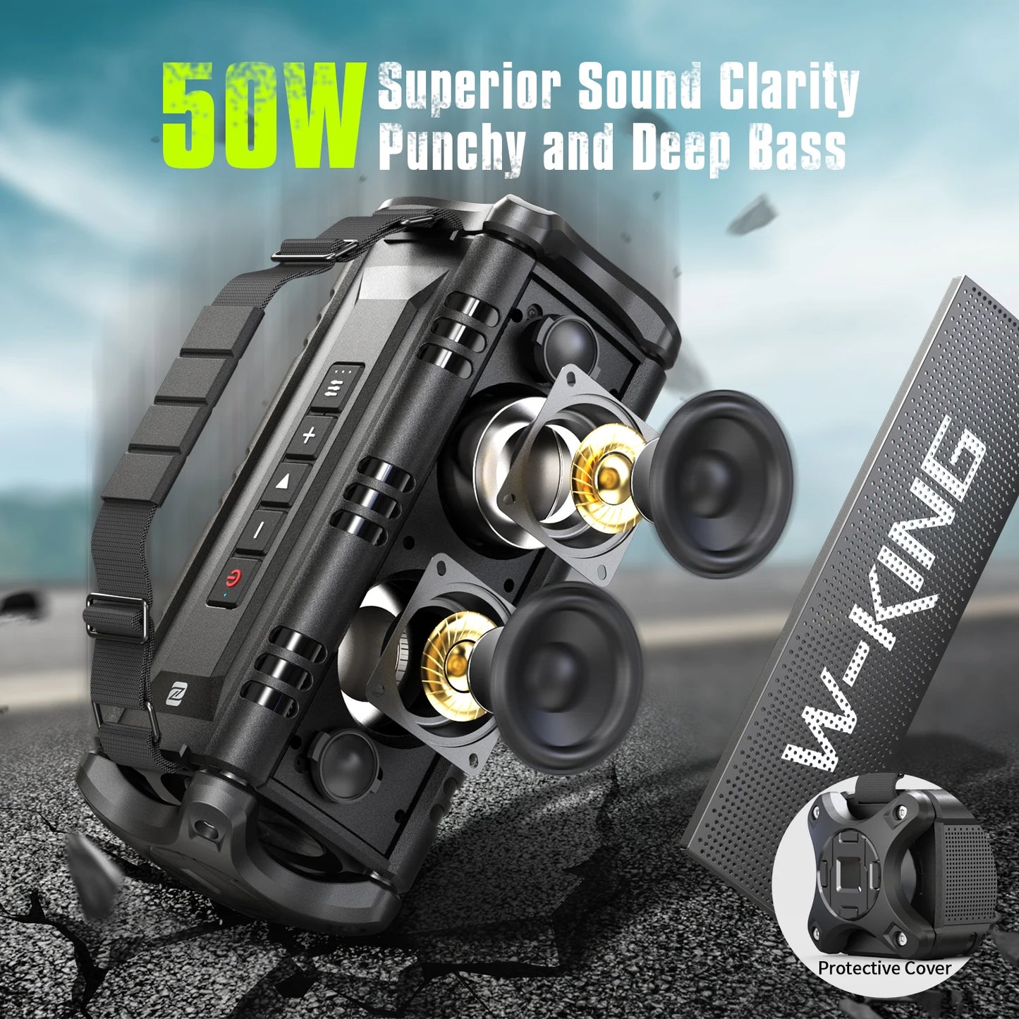 Bluetooth Speaker, 90W Peak, Waterproof, Wireless, Large Outdoor Portable Speaker