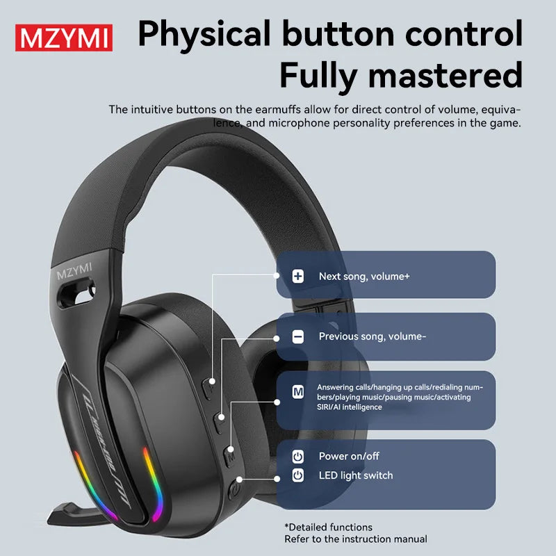 Foldable Wireless Gaming Earphone Built-in Mic For PC