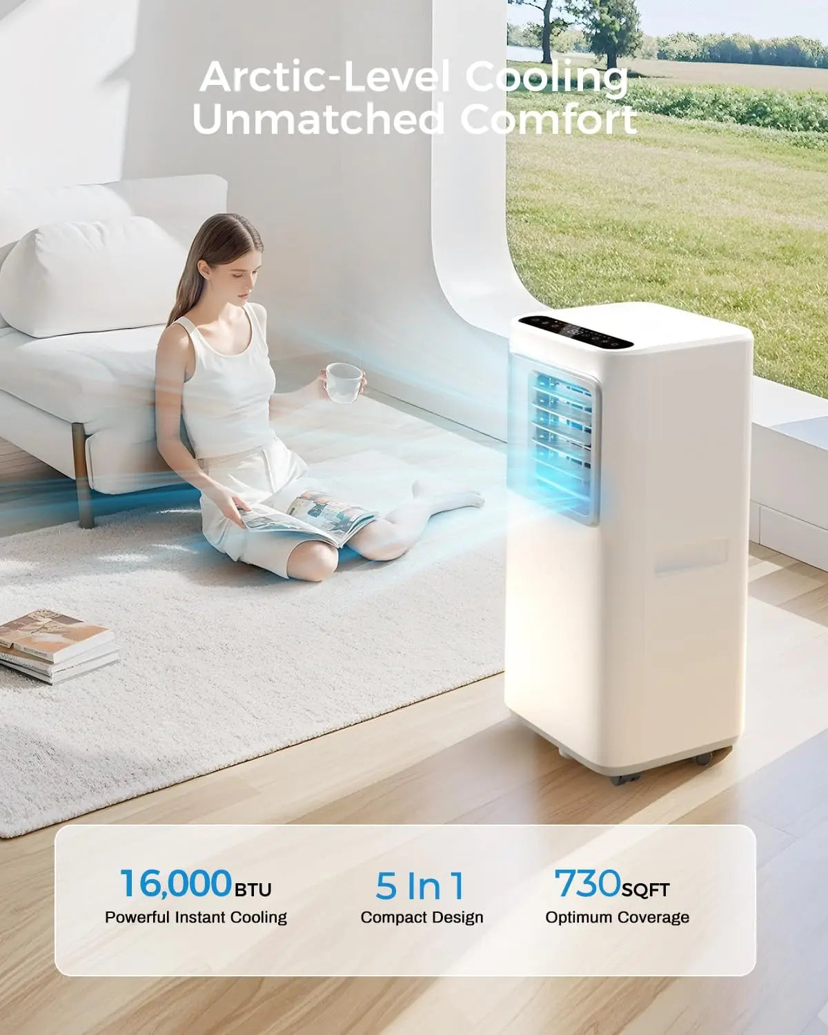 Portable-Air-Conditioners-16,000-Btu - 5 in 1 Wifi Smart Air Conditioner