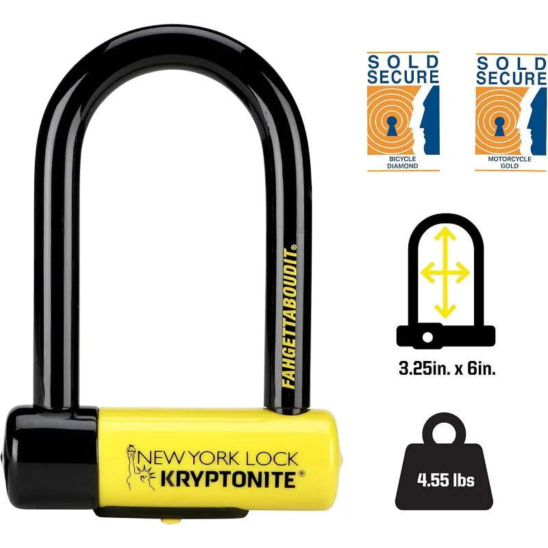 Heavy Duty Anti-Theft E- Bicycle U Lock, 18mm Shackle with Keys